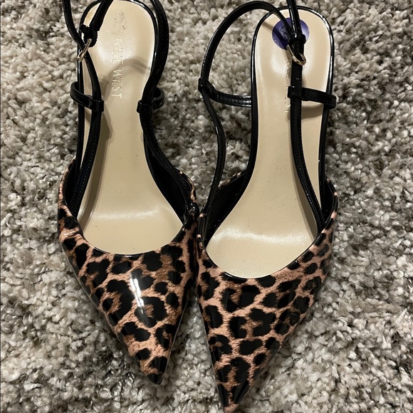 Nine West Animal Print Slingback Heels - Picture 1 of 5